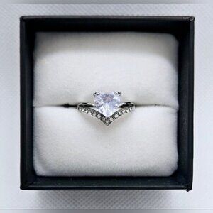 Sterling Silver 925 CZ Heart-Shaped Wedding Anniversary / Engagement